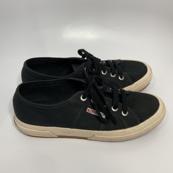 Superga canvas sneakers black & cream size 7 - Picture 2 of 8